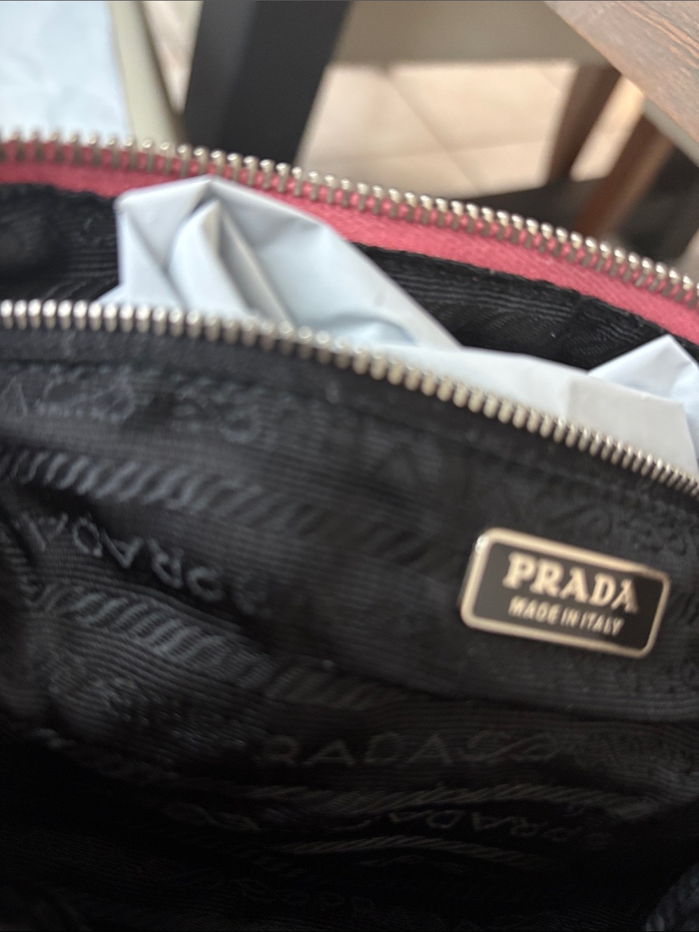 Prada Coral Pink Nylon Shoulder Bag with Leather Handle - Picture 5 of 14